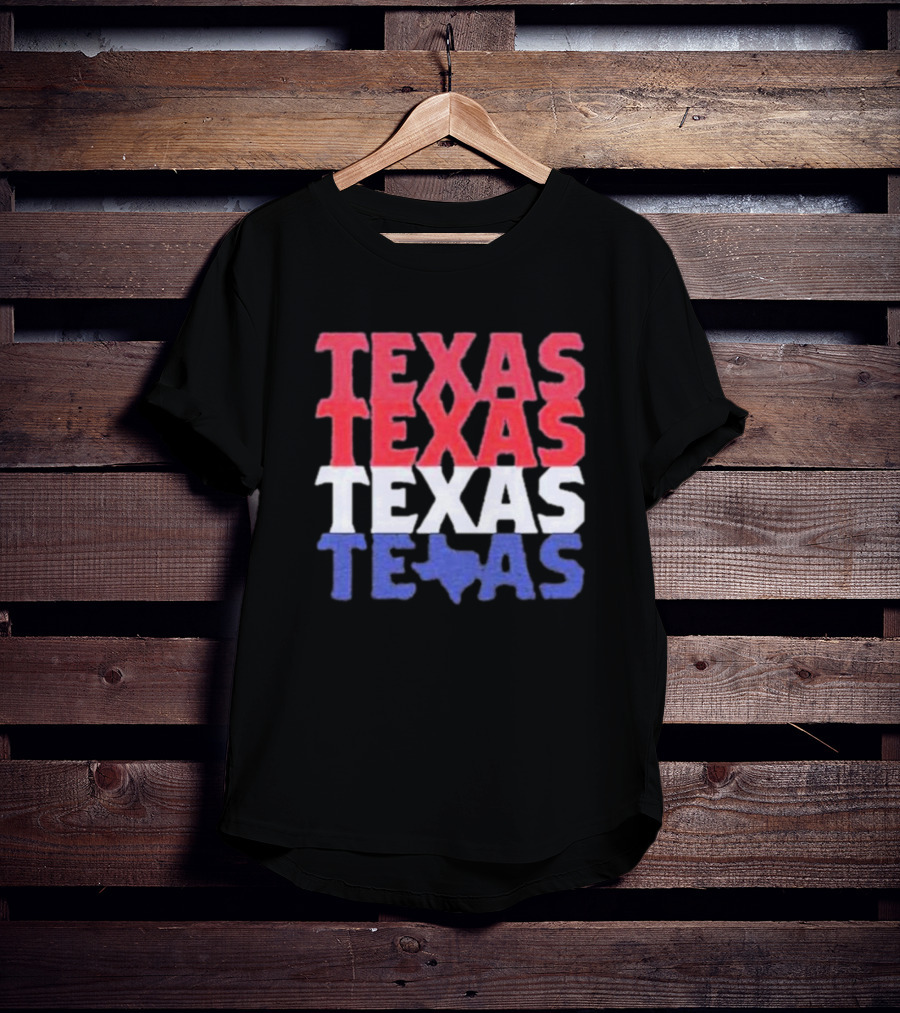 Texas Texas Texas Texas Map Red White Blue T-Shirt