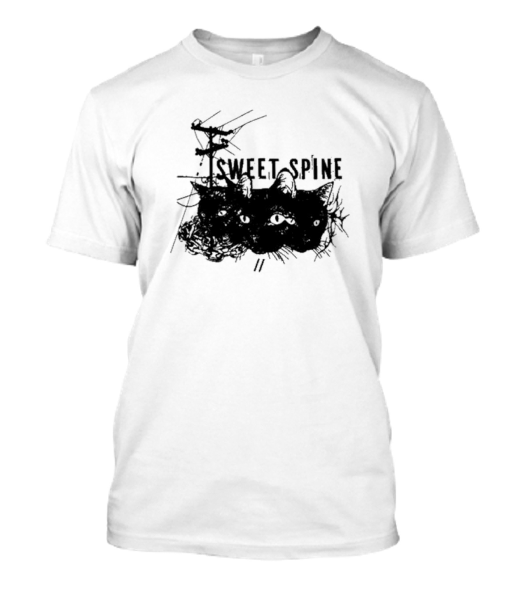 Sweet Spine 3 Headed Cat Dark T-Shirt