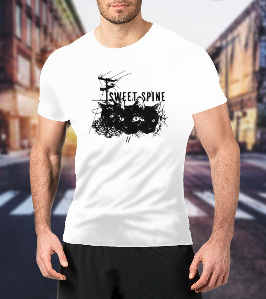Sweet Spine 3 Headed Cat Dark T-Shirt