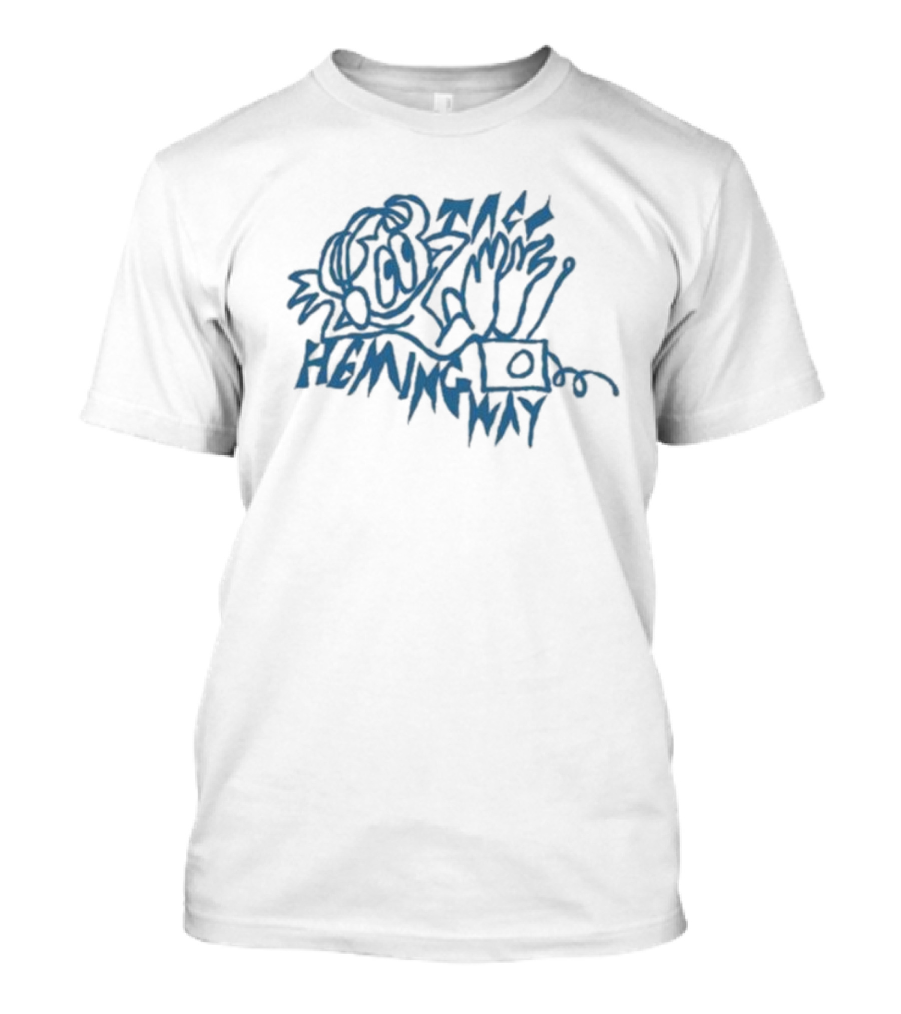 Taco Hemingway Blue Sketch Art With Music And Text Elements T-Shirt