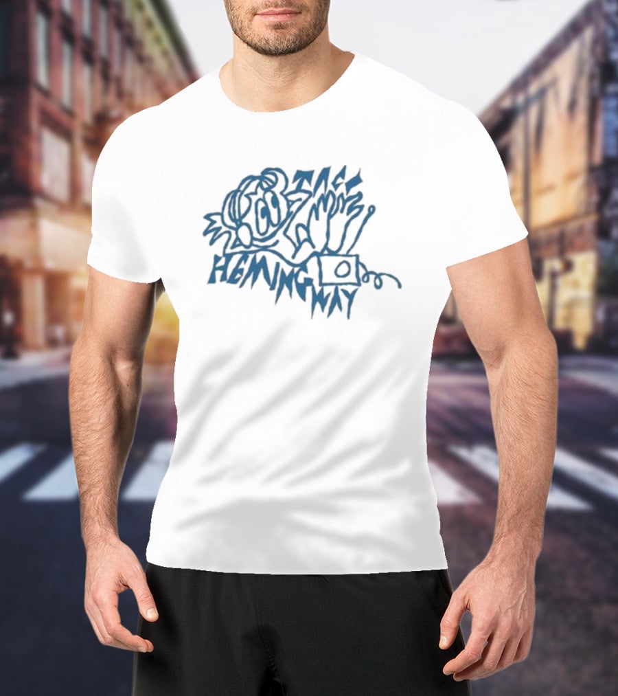 Taco Hemingway Blue Sketch Art With Music And Text Elements T-Shirt