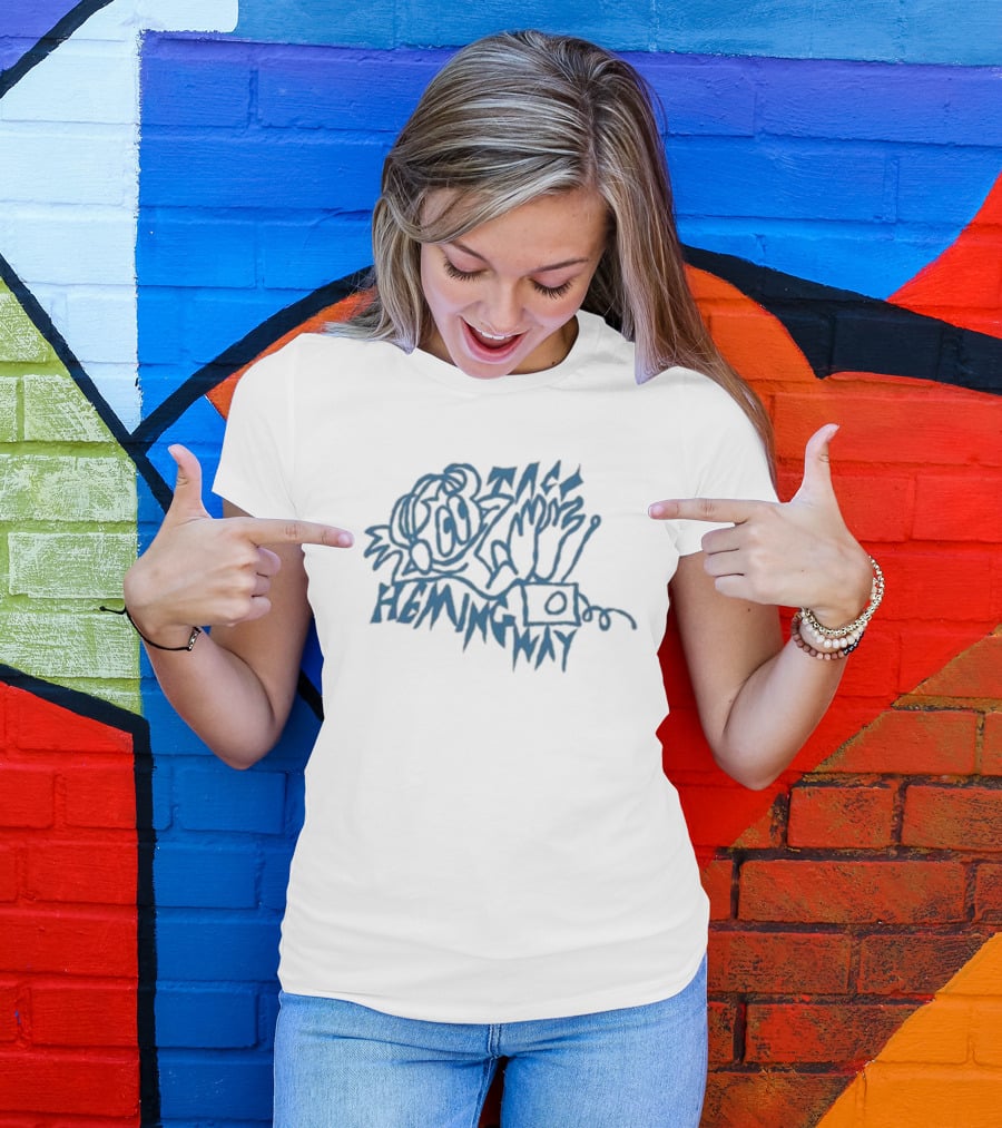 Taco Hemingway Blue Sketch Art With Music And Text Elements T-Shirt