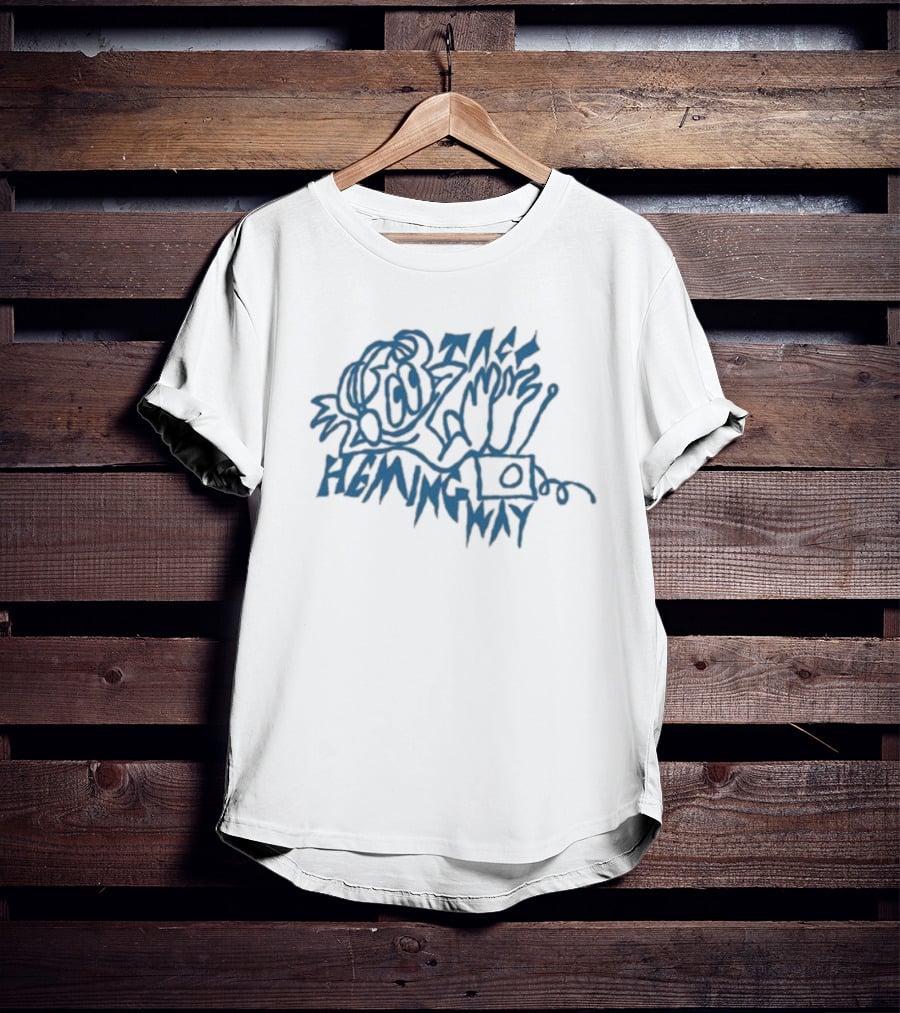Taco Hemingway Blue Sketch Art With Music And Text Elements T-Shirt