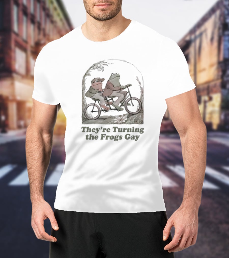 Frog Friends Riding A Bicycle Adventure: They're Turning The Frogs Gay T-Shirt