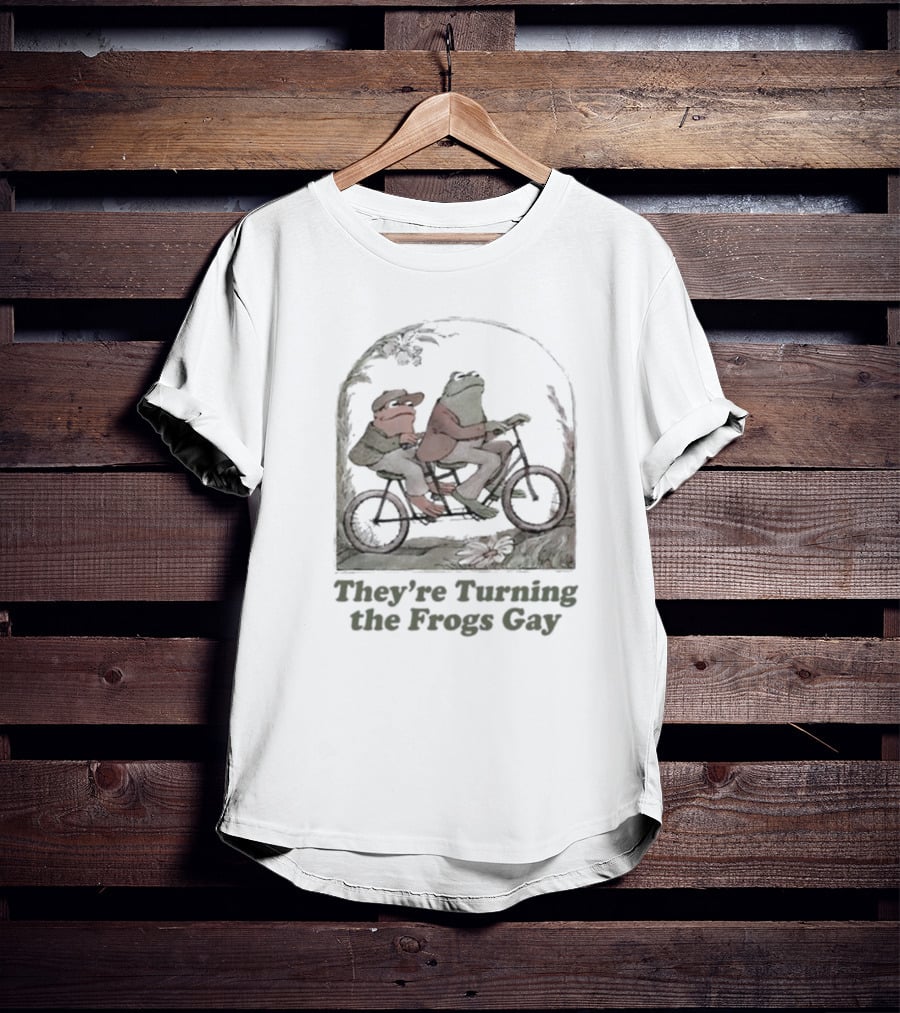 Frog Friends Riding A Bicycle Adventure: They're Turning The Frogs Gay T-Shirt
