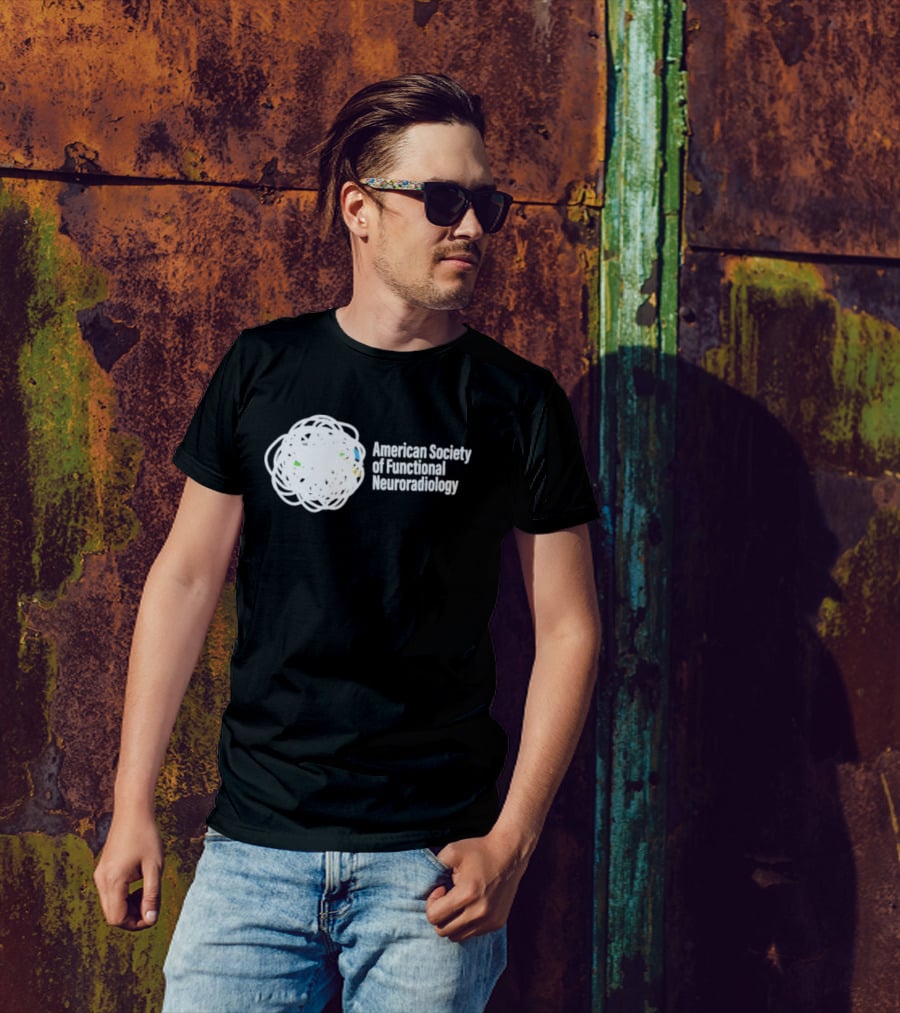 American Society Of Functional Neuroradiology Logo With Abstract Brain T-Shirt