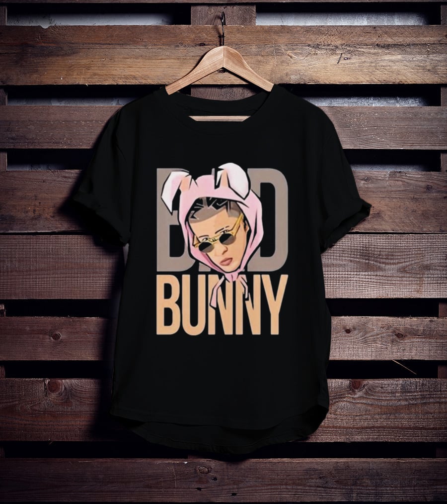 BAD BUNNY Essential Pink Bunny Hoodie Sunglasses T-Shirt