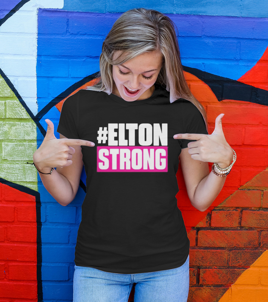EltonStrong Pink And White Bold Text Design For Bayley Fans T-Shirt