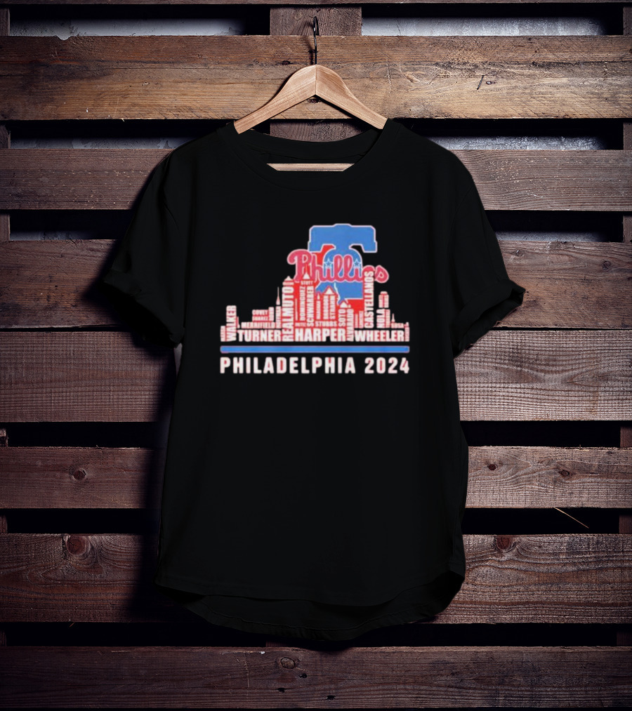 Philadelphia Phillies Harper Wheeler Skyline Players Name Philadelphia T-Shirt