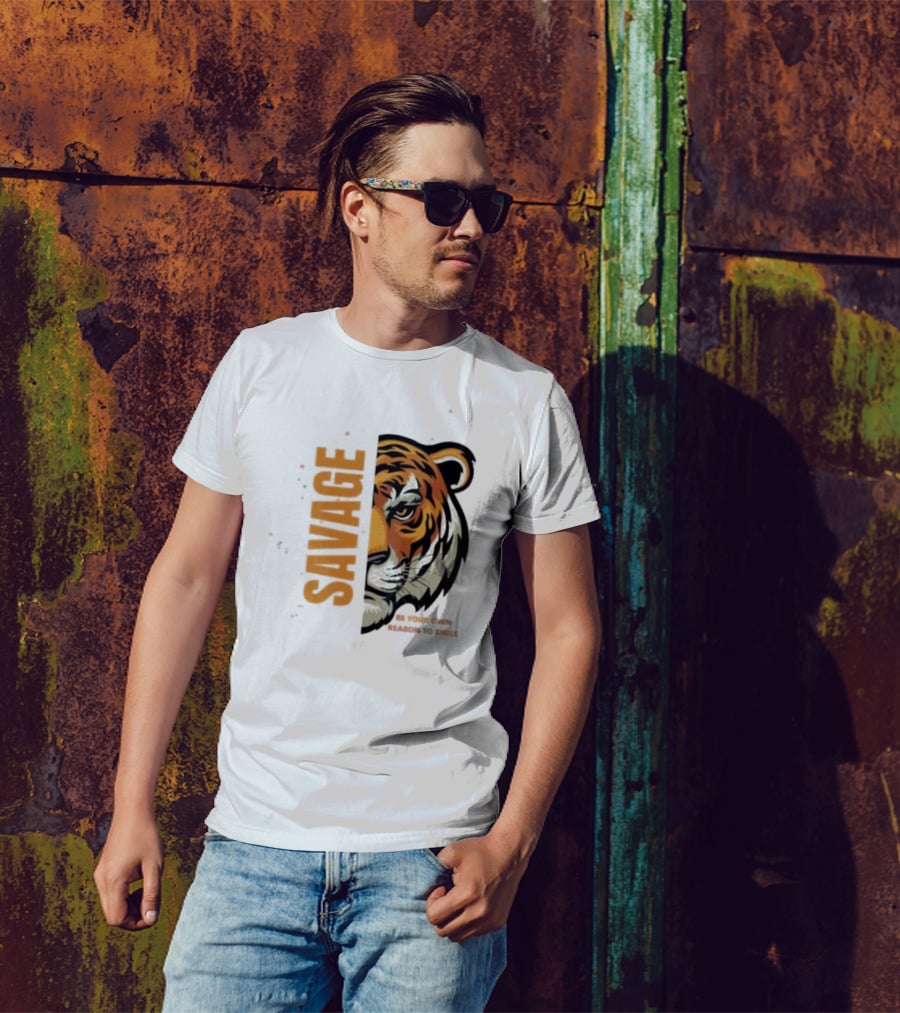 Savage Be Your Own Reason To Smile Tiger Face T-Shirt