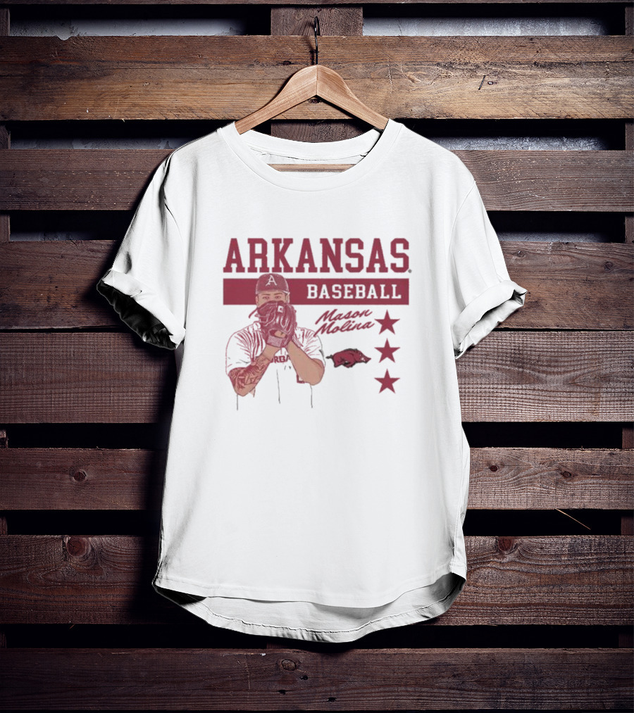 Arkansas Baseball Mason Molina Signature Pig Stars T-Shirt