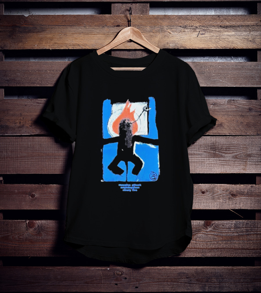 Massive Attack Soundsystem Ninety Five Fire Silhouette Blue Frame T-Shirt