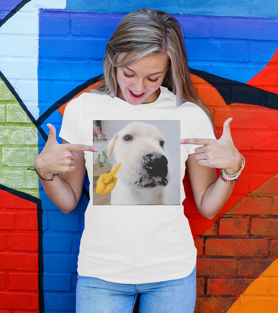 Mewing Cringe Cute Dog Meme Emoji Interaction T-Shirt