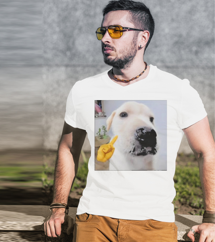 Mewing Cringe Cute Dog Meme Emoji Interaction T-Shirt