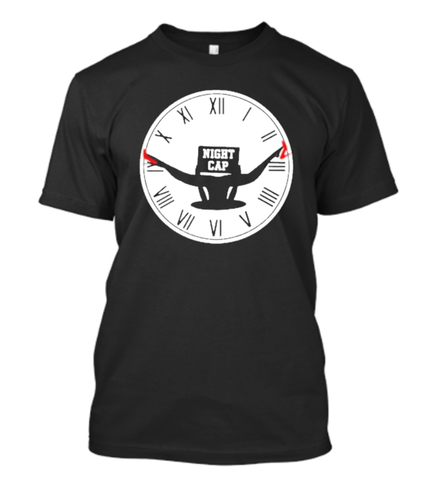 Night Cap Clock Roman Numerals Quarter To Three T-Shirt