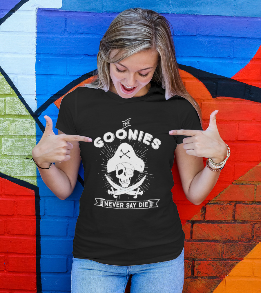 The Goonies Never Say Die Pirate Skull Crossed Swords T-Shirt