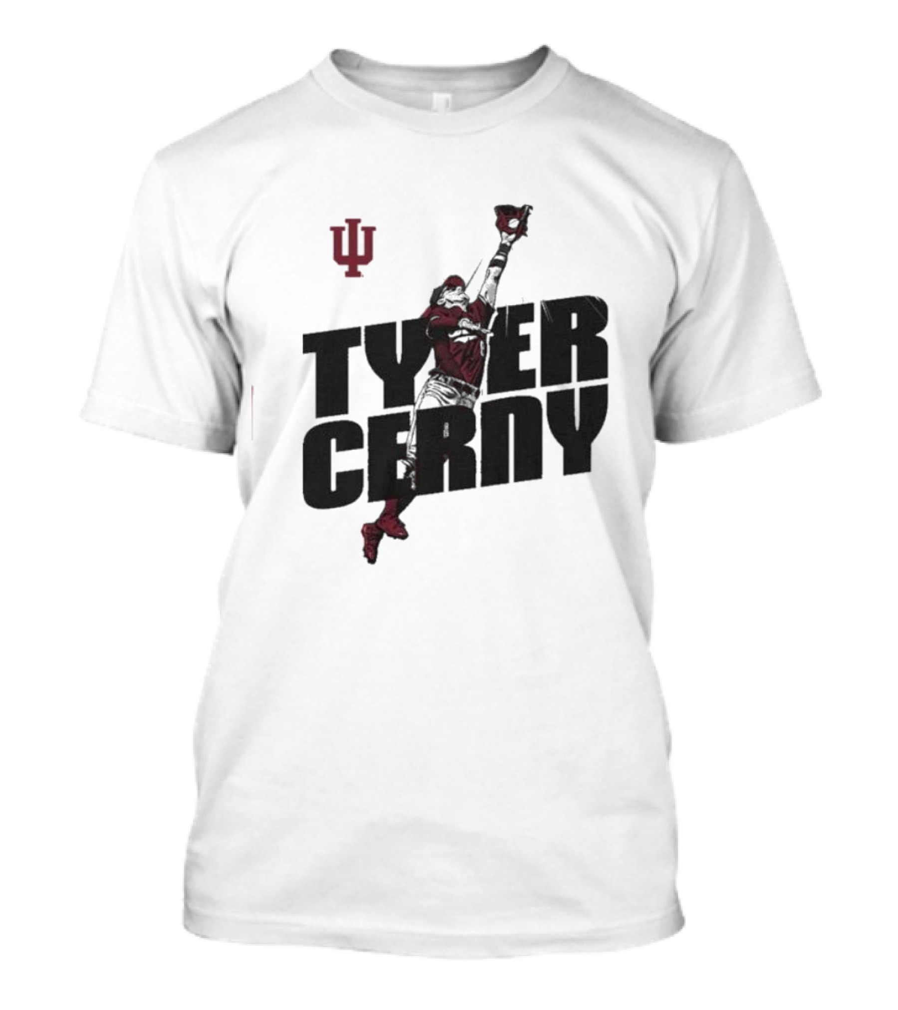 Tyler Cerny Baseball Indiana University Jumping Catch T-Shirt