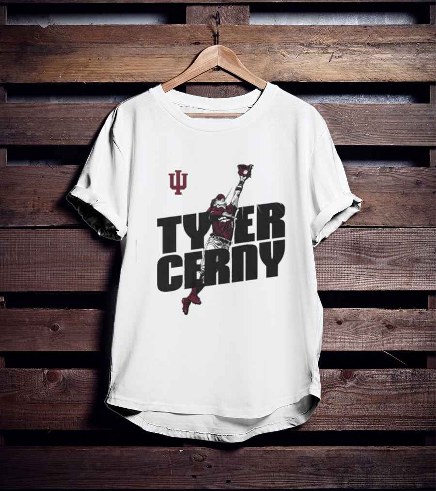 Tyler Cerny Baseball Indiana University Jumping Catch T-Shirt