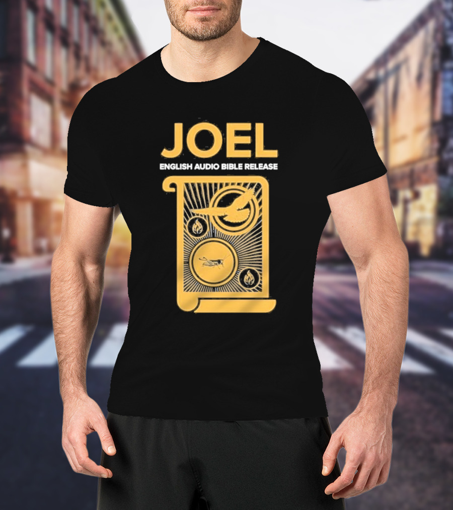 JOEL English Audio Bible Release Scroll Locust Bird Flame Icons T-Shirt