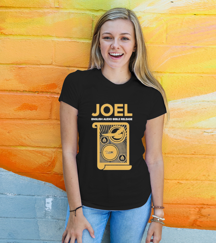 JOEL English Audio Bible Release Scroll Locust Bird Flame Icons T-Shirt