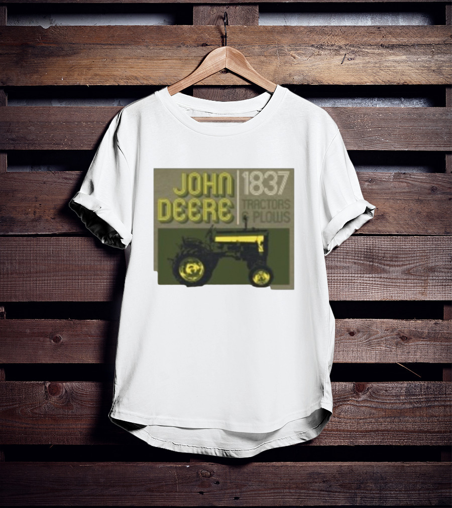 John Deere 1837 Tractors Plows Vintage Logo With Green Tractor Iconic T-Shirt