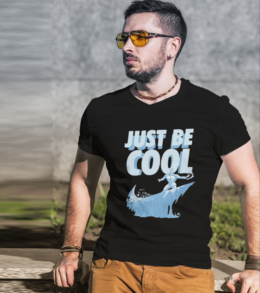Just Be Cool Ice Man Surfing On Frozen Wave T-Shirt
