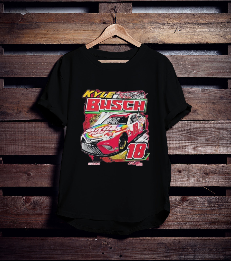 Kyle Busch Joe Gibbs NASCAR Skittles Pops 18 Racing Team Collection Backstretch Driver T-Shirt