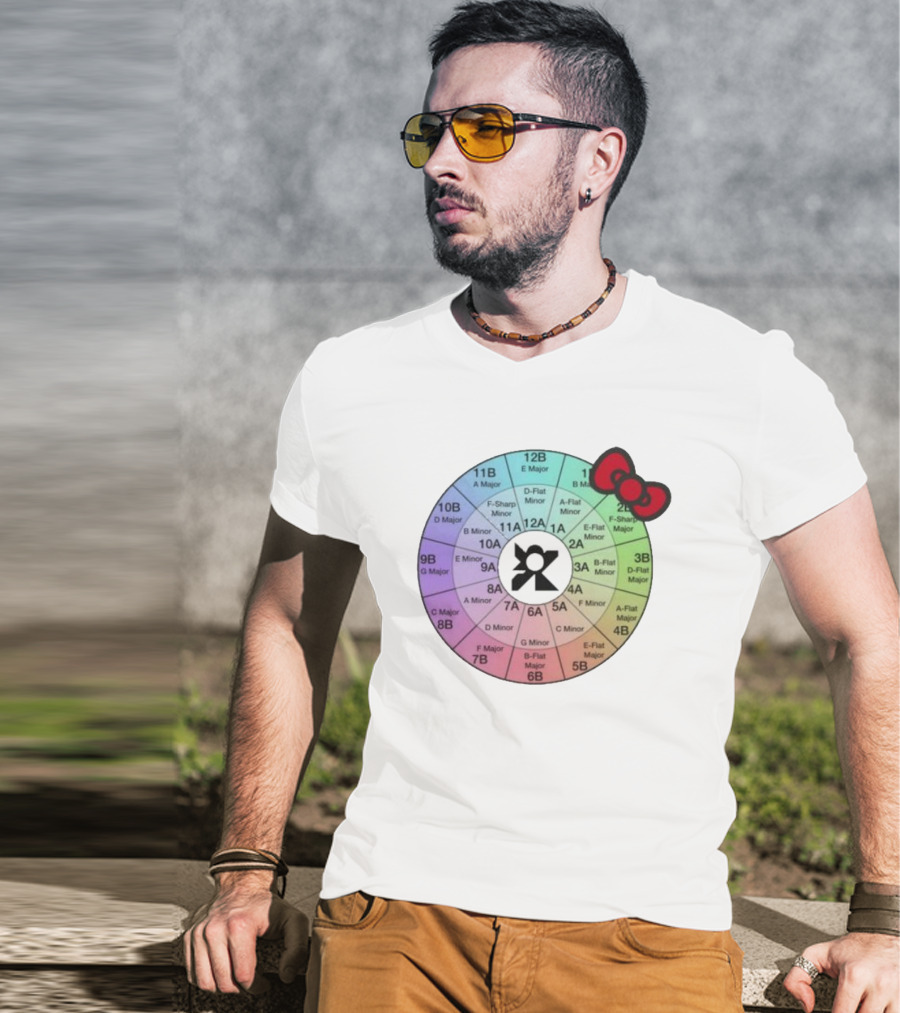 Ramonpang Djs Only Color Wheel Music Key Chart With Hello Kitty Bow T-Shirt
