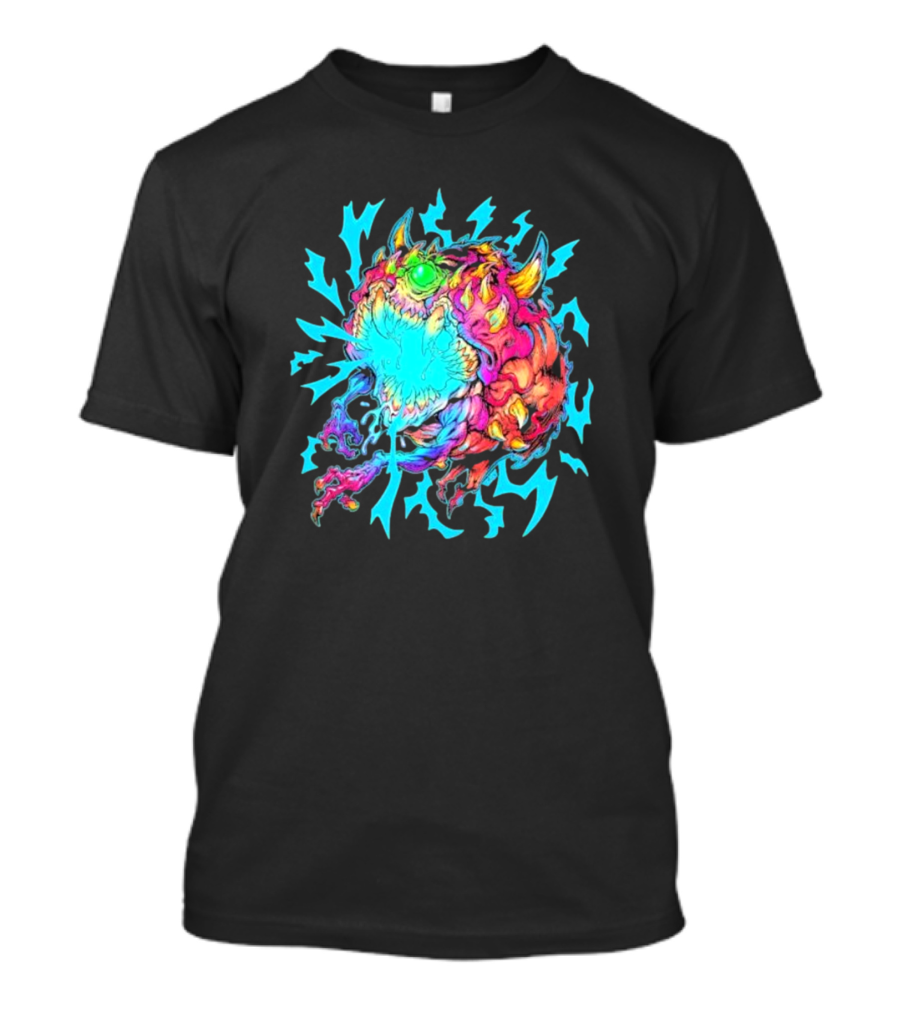 Doom Cacodemon Beast Wreck Neon Monster Explosion T-Shirt