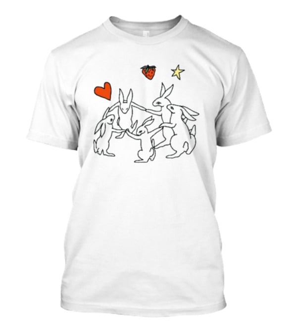 Elena Fiorenza Gatti Bunny Circle With Heart Star And Strawberry T-Shirt