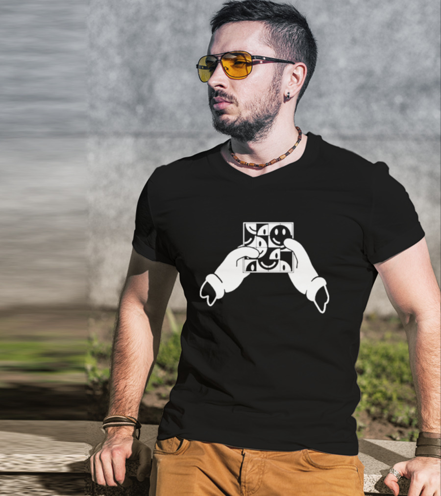 G Jones Paths Hand Smiley Block T-Shirt