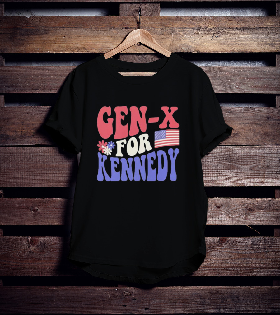Gen-X For Kennedy American Flag Flower Power T-Shirt