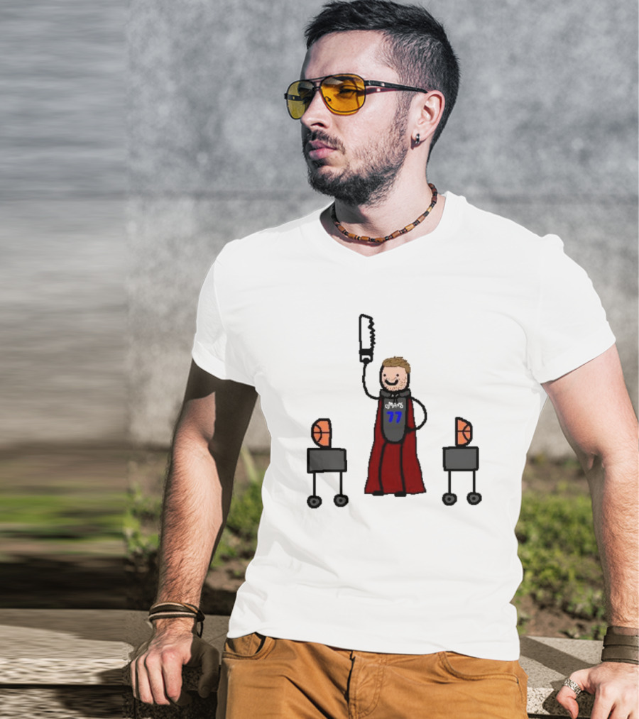 Luka Magic Cut The Basketball In Half NBA Paint Art Style 77 T-Shirt