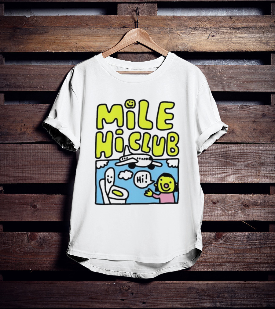 Mile Hi Club Airplane Bathroom Cartoon Hi Smiley Face T-Shirt