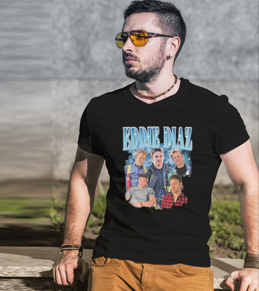 Eddie Diaz Firefighter Tribute Montage T-Shirt