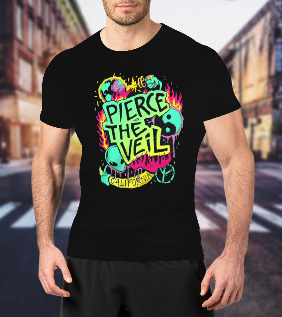 Pierce The Veil California Alien Peace Planet Flame T-Shirt