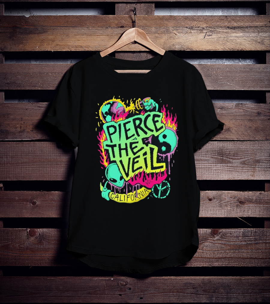Pierce The Veil California Alien Peace Planet Flame T-Shirt