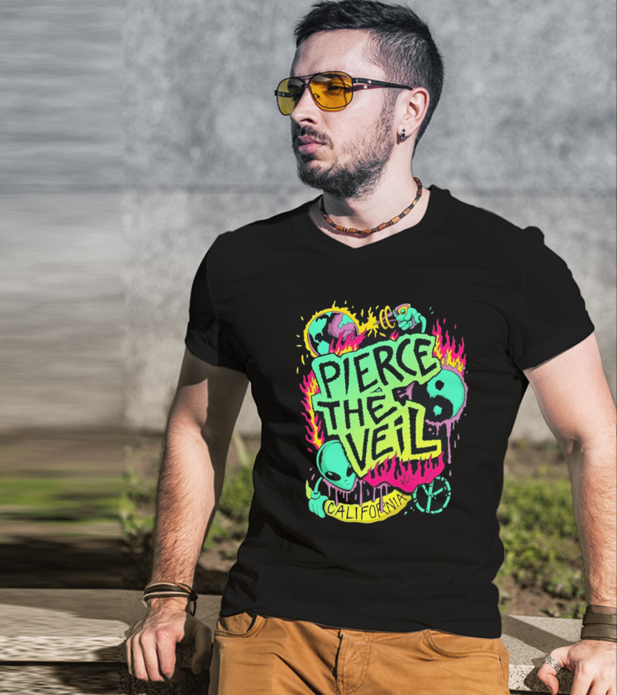 Pierce The Veil California Alien Peace Planet Flame T-Shirt