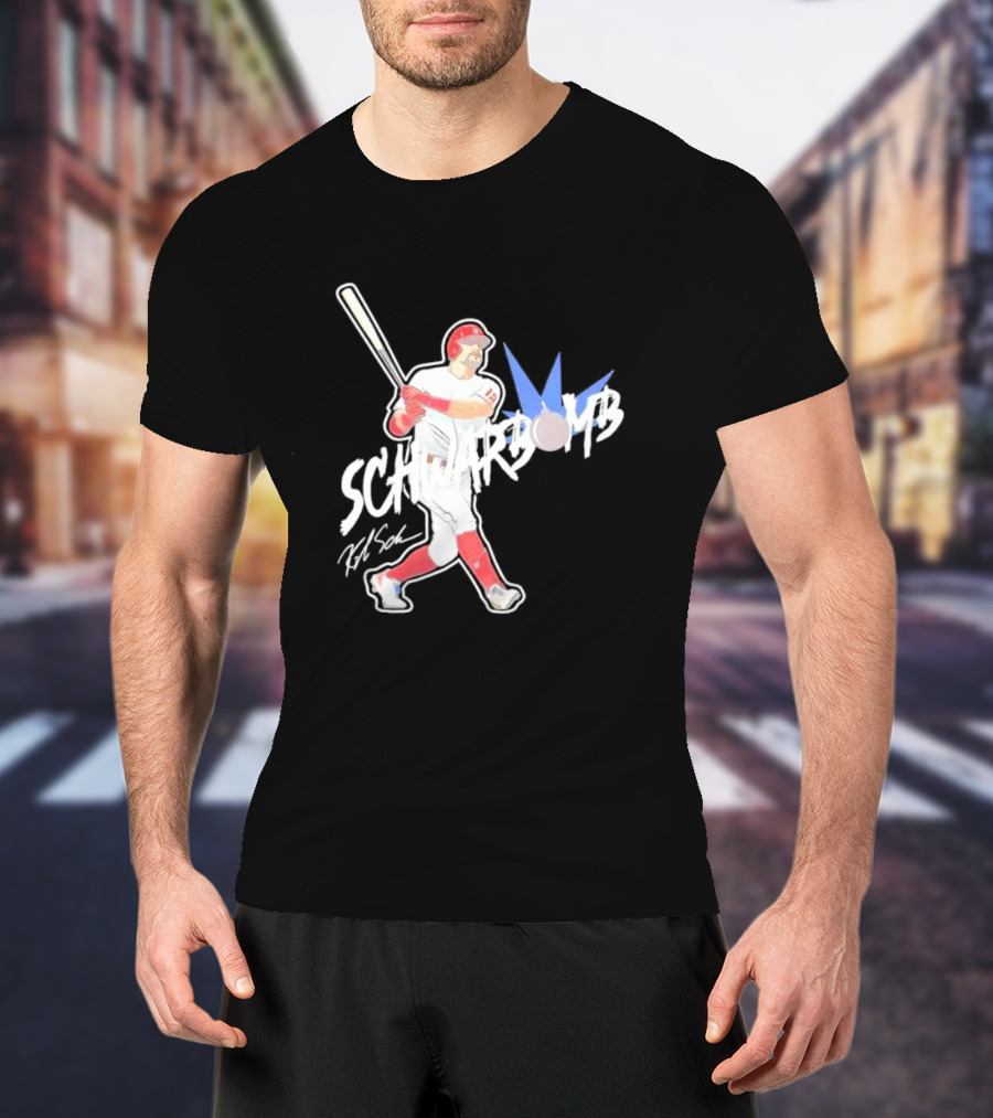 Schwarbomb Illustrated Baseball Swing With Signature Elements T-Shirt