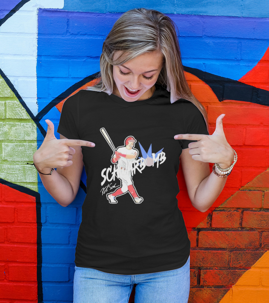 Schwarbomb Illustrated Baseball Swing With Signature Elements T-Shirt
