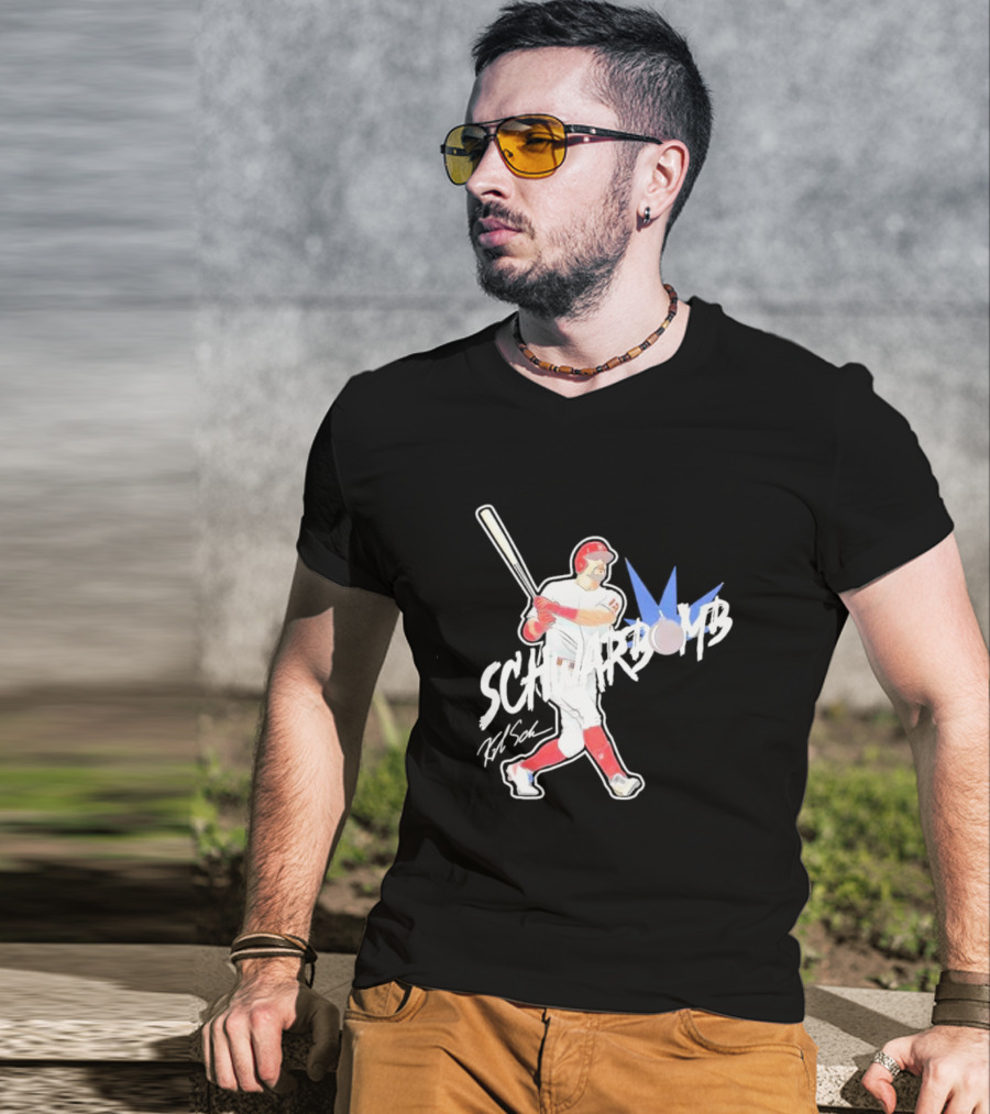 Schwarbomb Illustrated Baseball Swing With Signature Elements T-Shirt