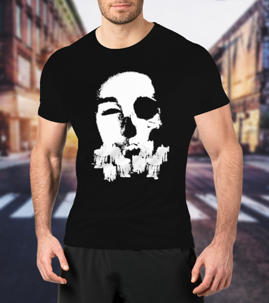 Turnabout Grayscale Face With Abstract Text T-Shirt