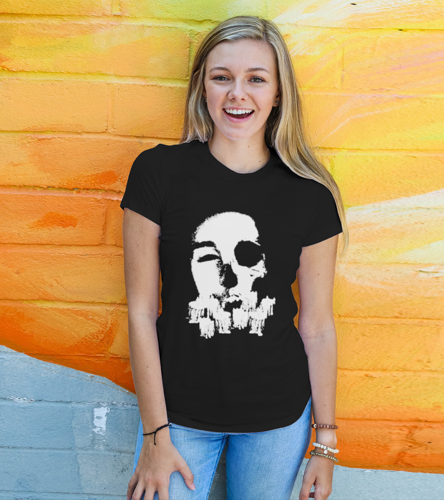 Turnabout Grayscale Face With Abstract Text T-Shirt