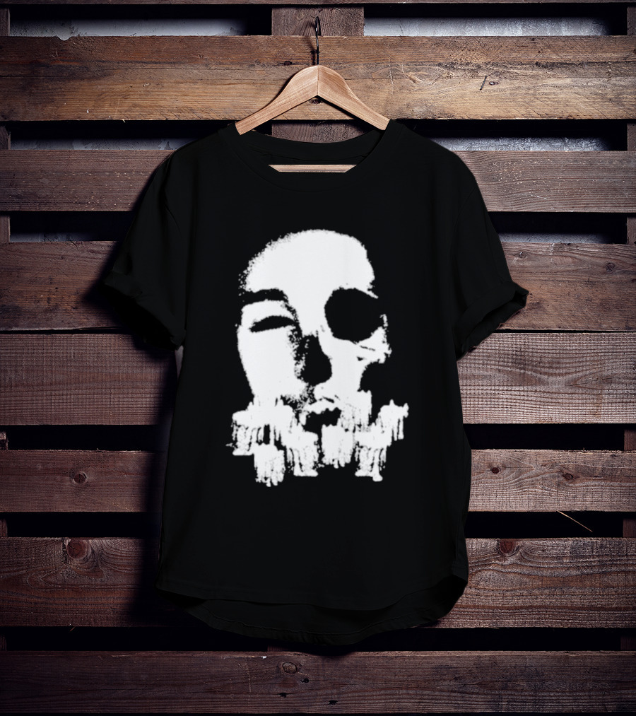 Turnabout Grayscale Face With Abstract Text T-Shirt