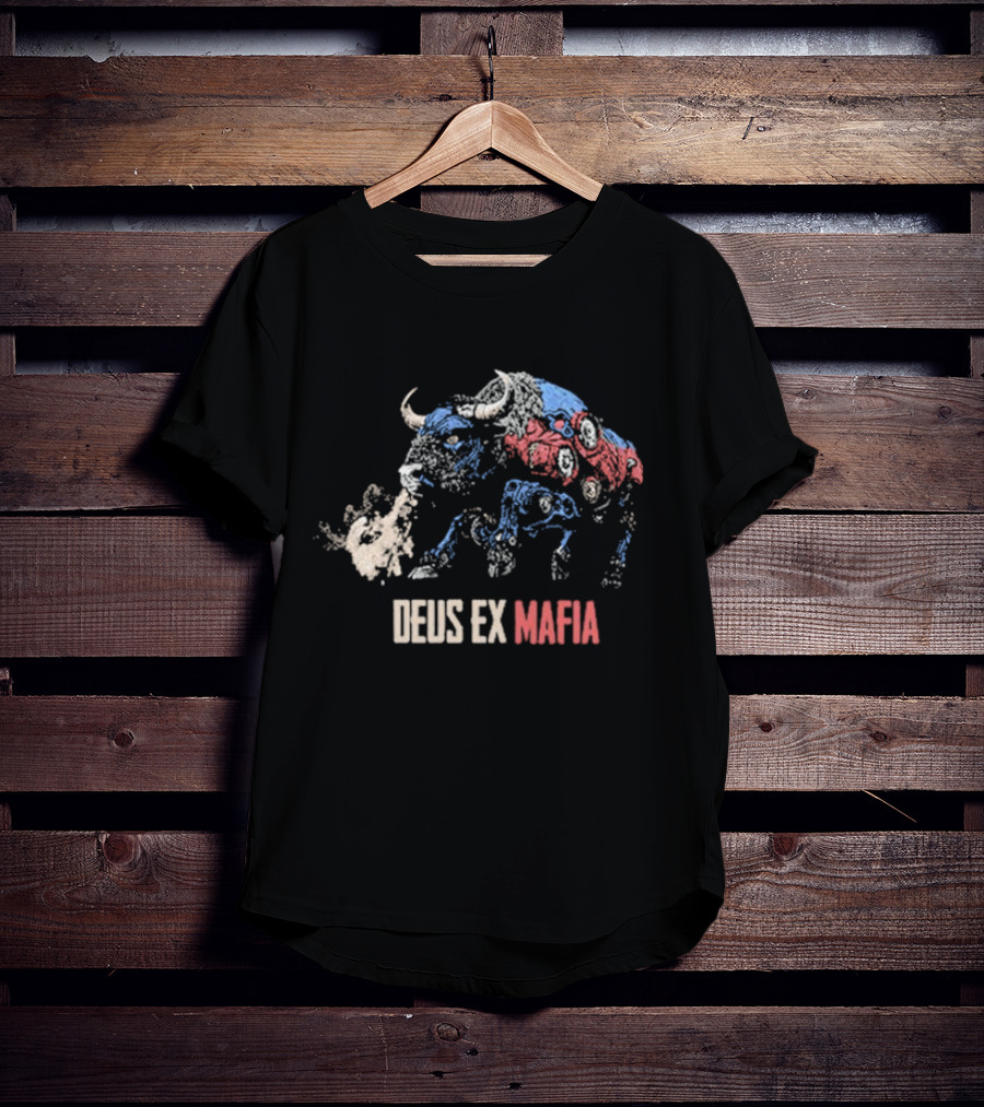 Deus Ex Mafia Volume 15 5 Stylized Bison Graphic With Steam And Mechanical Features T-Shirt
