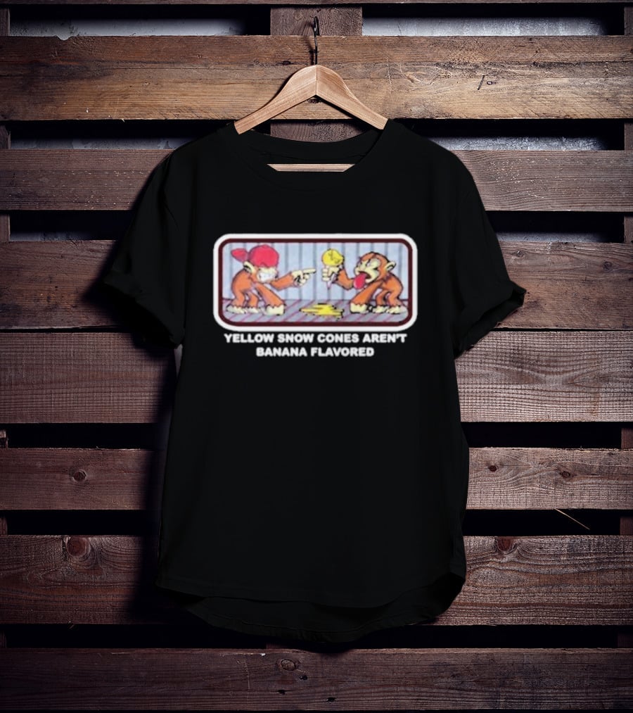 Yellow Snow Cones Aren't Banana Flavored Cartoon Monkey Humor T-Shirt