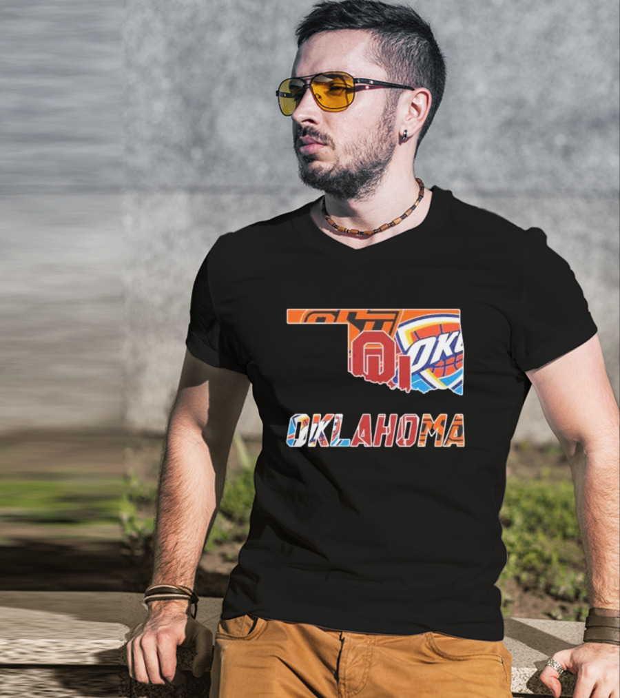Oklahoma Sports Teams Oklahoma City Thunder Oklahoma State University Cowboys University Of Oklahoma Sooners T-Shirt