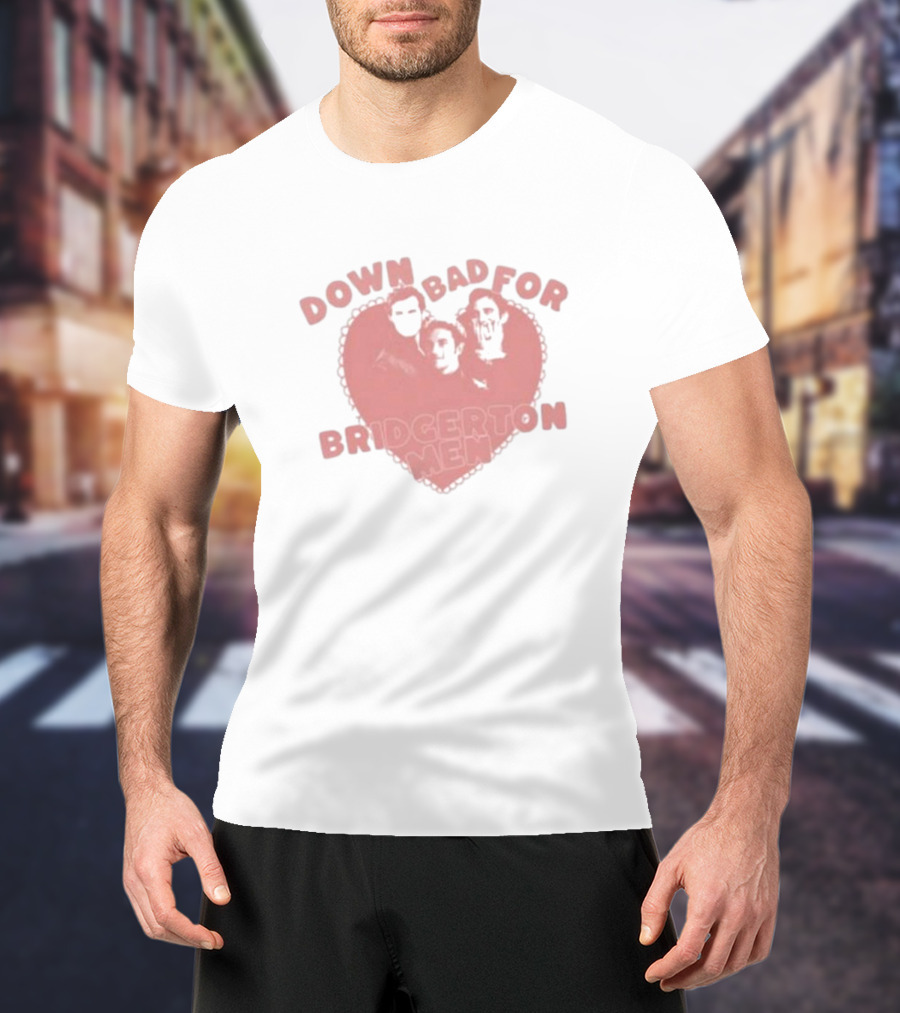 Down Bad For Bridgerton Men Heart Trio T-Shirt