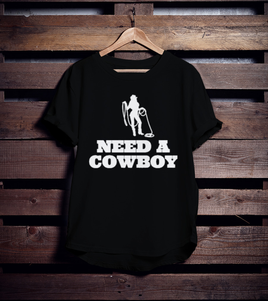 Ellesong Need A Cowboy Western Silhouette Rope T-Shirt