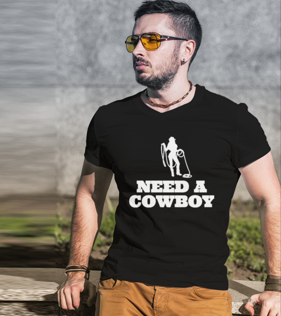Ellesong Need A Cowboy Western Silhouette Rope T-Shirt
